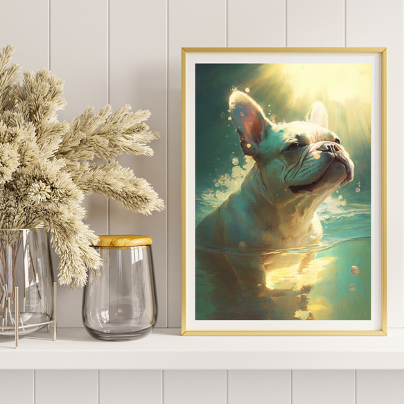 【希望の光 - フレンチブルドッグ犬 No.8】風水画 アートポスター 犬の絵 犬の絵画 犬のイラスト 8枚目の画像
