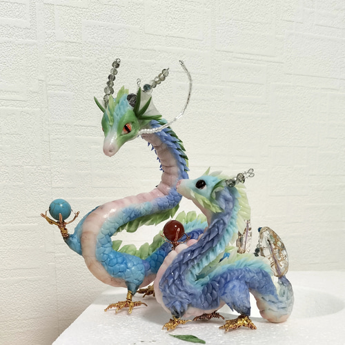 親子龍 龍の置物 縁起物 置物
