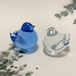 幸せを呼ぶ「ガラスの小鳥」ガラス製 透明&ブルーセット 日本製 その他