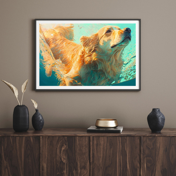 【希望の光 - ゴールデンレトリバー犬 No.1】風水画 アートポスター 犬の絵 犬の絵画 犬のイラスト 8枚目の画像