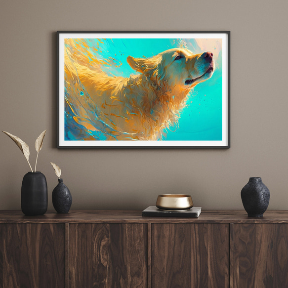 【希望の光 - ゴールデンレトリバー犬 No.3】風水画 アートポスター 犬の絵 犬の絵画 犬のイラスト 8枚目の画像