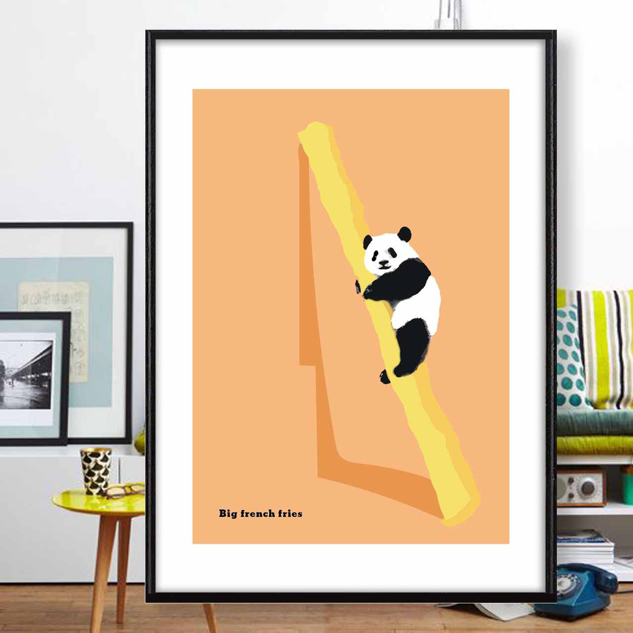 フライドポテト　パンダ　イラスト　ポスター　A4 A3 A2 A1　アート  アートポスター　seiで検索　1372