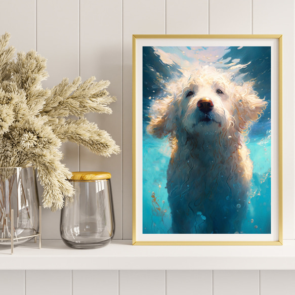 【希望の光 - ゴールデンドゥードル犬 No.1】風水画 アートポスター 犬の絵 犬の絵画 犬のイラスト 8枚目の画像
