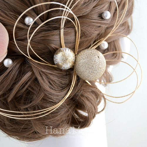 パール簪　卒業式髪飾り　結婚式髪飾り　成人式髪飾り　水引　金箔　袴　髪飾り 胡蝶蘭 卒業式 卒業式髪飾り 水引アレンジ 袴 水引きアレンジ 水