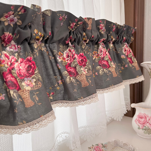 優美な薔薇柄 カフェカーテン バランスカーテン カーテン EMI's Garden