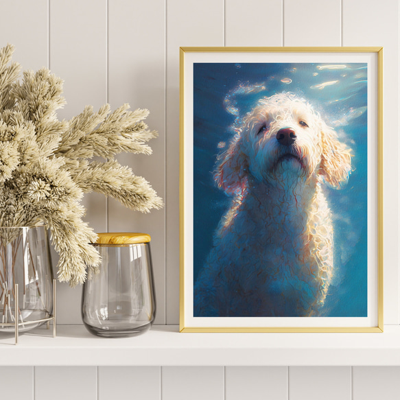 【希望の光 - ゴールデンドゥードル犬 No.4】風水画 アートポスター 犬の絵 犬の絵画 犬のイラスト 8枚目の画像