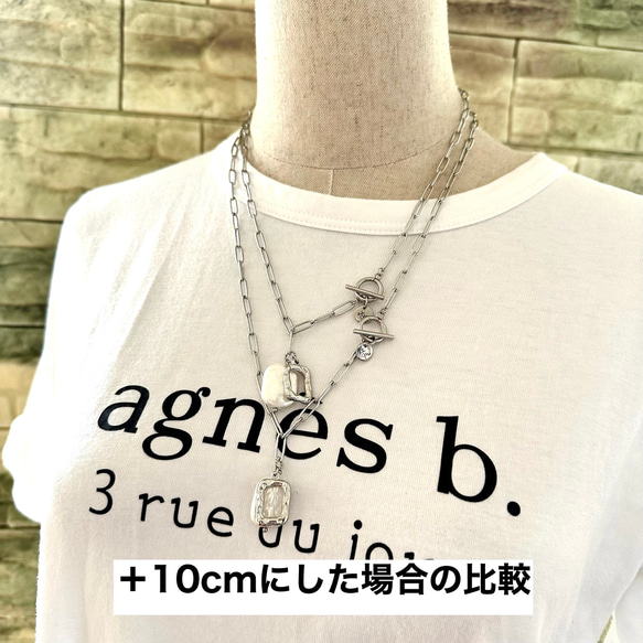 淡水パール 大人かっこいい リュクス ツイン【サージカルステンレス】　甘辛　クール　シャツ　ブラウンコーデ　アクセント 4枚目の画像