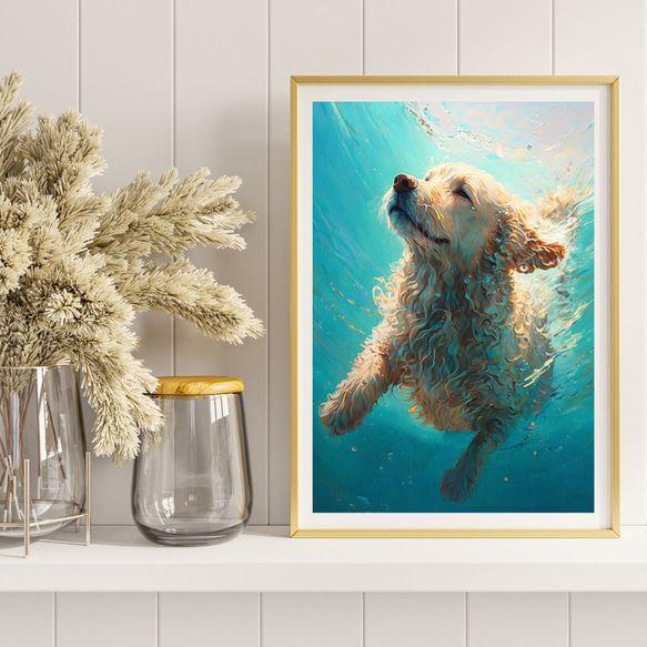【希望の光 - ゴールデンドゥードル犬 No.5】風水画 アートポスター 犬の絵 犬の絵画 犬のイラスト 8枚目の画像