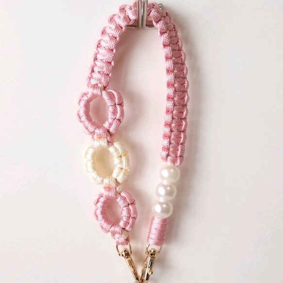 ✤パラコード✤ハンドストラップ✤花モチーフ&パールビーズ✤ その他