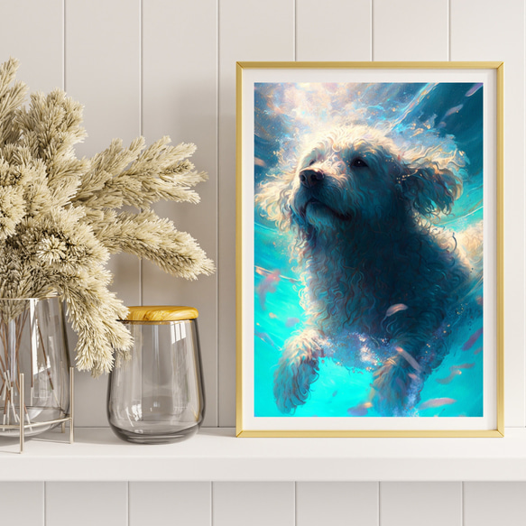 【希望の光 - トイプードル犬 No.3】風水画 アートポスター 犬の絵 犬の絵画 犬のイラスト 8枚目の画像