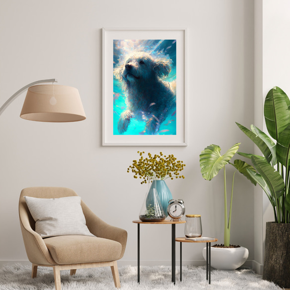 【希望の光 - トイプードル犬 No.3】風水画 アートポスター 犬の絵 犬の絵画 犬のイラスト 7枚目の画像