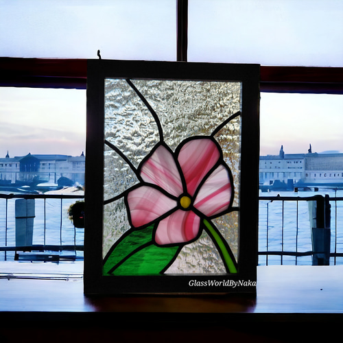 ステンドグラス 花 パネル サンキャッチャー ステンドグラス・藤の花のサンキャッチャー2 その他インテリア