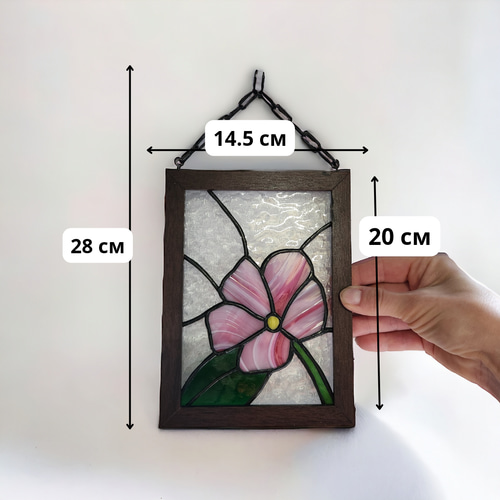 夏の花 ステンドグラスパネル 壁掛け 窓掛け サンキャッチャー