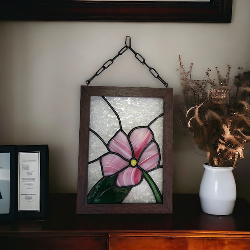 夏の花 ステンドグラスパネル 壁掛け 窓掛け サンキャッチャー