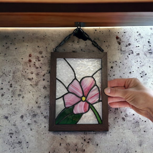 夏の花　ステンドグラスパネル　壁掛け　窓掛け　サンキャッチャー　インテリア雑貨　ステンドグラス雑貨　プチギフト　送料無料 3枚目の画像