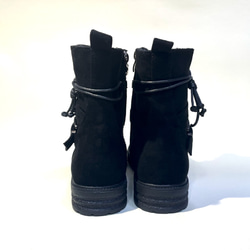 麂皮風格雙色三重設計中靴（黑色 x 黑色亮片等）23.0cm~27.0cm 第4張的照片