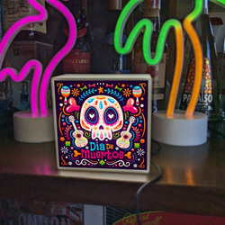 メキシコ メキシカンスカル カラベラ 死者の日 店舗 自宅 ミニチュア ランプ 照明 看板 置物 雑貨 ライトBOX 4枚目の画像