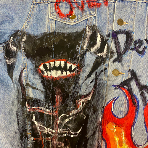 リメイク ペイント デニム ジャケット 手描き 古着 ジャケット Miharu