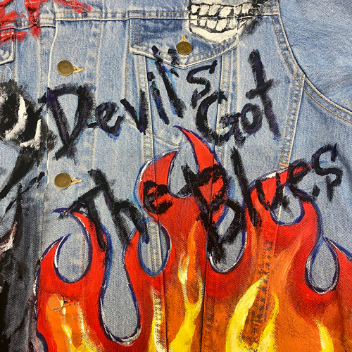 リメイク ペイント デニム ジャケット 手描き 古着 ジャケット Miharu