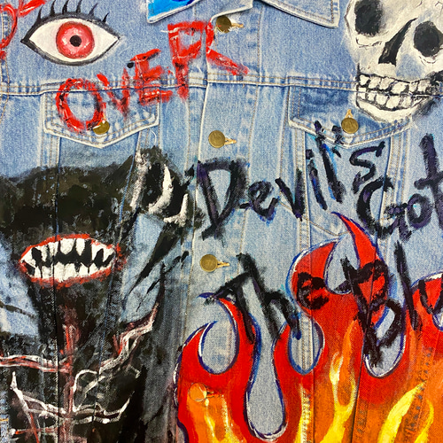 ボブマーリー デニムジャケット　ハンドペイント　リメイク　ペイント ボブマーリー デニムジャケット ハンドペイント リメイク