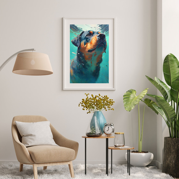 【希望の光 - ロットワイラー犬 No.1】風水画 アートポスター 犬の絵 犬の絵画 犬のイラスト 7枚目の画像