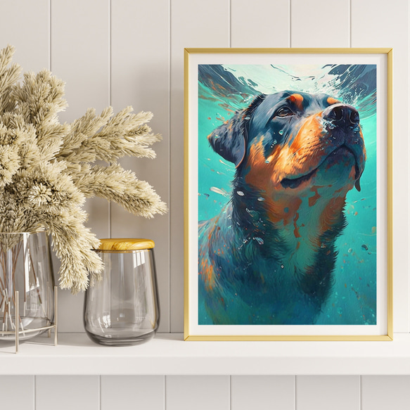 【希望の光 - ロットワイラー犬 No.1】風水画 アートポスター 犬の絵 犬の絵画 犬のイラスト 8枚目の画像