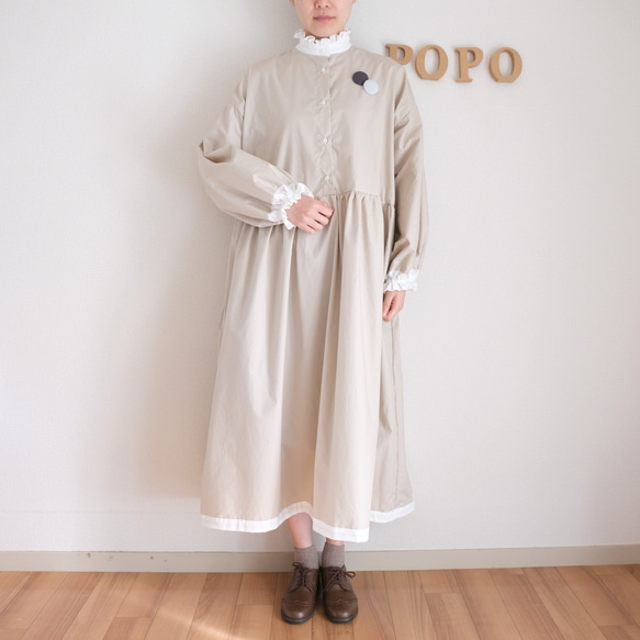 牧師荷葉邊摩卡裙擺洋裝 [四季皆宜] [僅限一件] 第6張的照片
