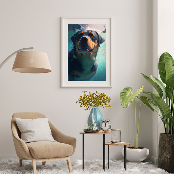 【希望の光 - ロットワイラー犬 No.2】風水画 アートポスター 犬の絵 犬の絵画 犬のイラスト 7枚目の画像