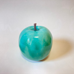 ワケありの逸品　トルコブルーガラス釉のリンゴ 1枚目の画像