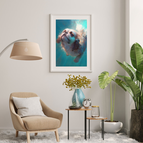 【希望の光 - シーズー犬 No.1】風水画 アートポスター 犬の絵 犬の絵画 犬のイラスト 7枚目の画像