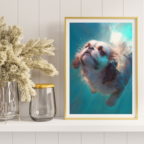 【希望の光 - シーズー犬 No.1】風水画 アートポスター 犬の絵 犬の絵画 犬のイラスト 8枚目の画像