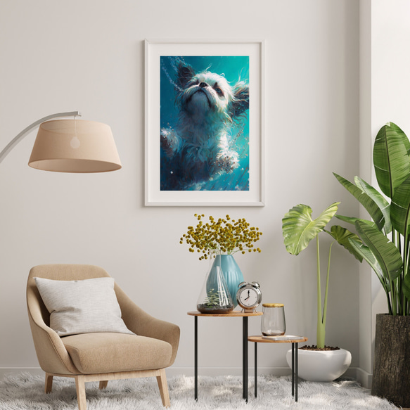 【希望の光 - シーズー犬 No.2】風水画 アートポスター 犬の絵 犬の絵画 犬のイラスト 7枚目の画像