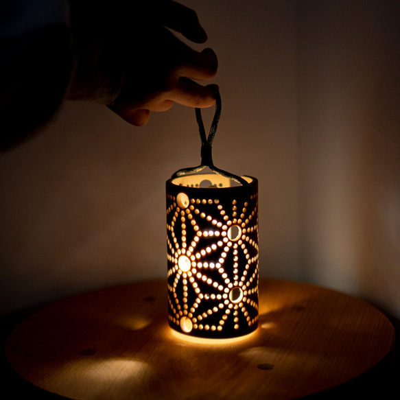 やすらぎランタン （麻の葉柄）LEDライト付き ランタンシェード