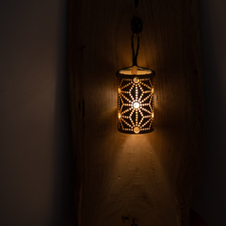 やすらぎランタン （麻の葉柄）LEDライト付き ランタンシェード 竹ランタン 竹灯り 竹灯籠 父の日 プレゼント ギフト 3枚目の画像