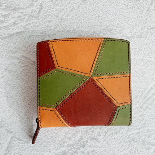 ラウンドファスナー財布】 ウォレット 二つ折り パッチワーク