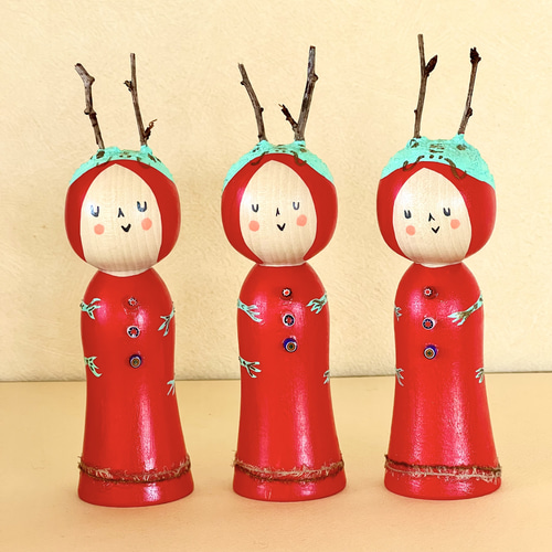 創作こけし 龍とともだち姫 その他置物 メリーメリークリスマスランド 