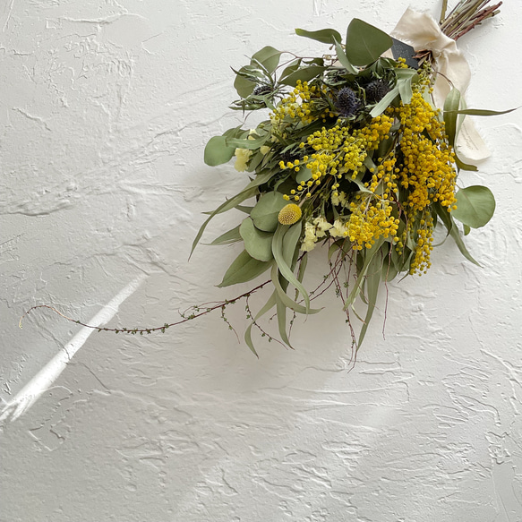 ミモザの日 ミモザのナチュラルスワッグブーケ Mサイズ 無料