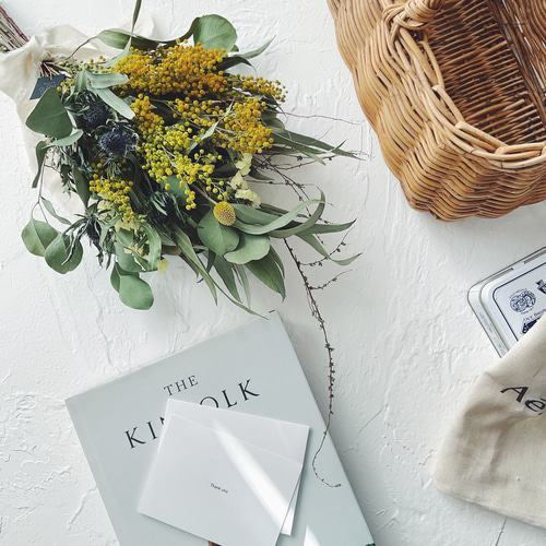 ミモザとユーカリのナチュラルスワッグ 特集掲載fd ミモザとユーカリのナチュラルスワッグ 40㎝サイズ