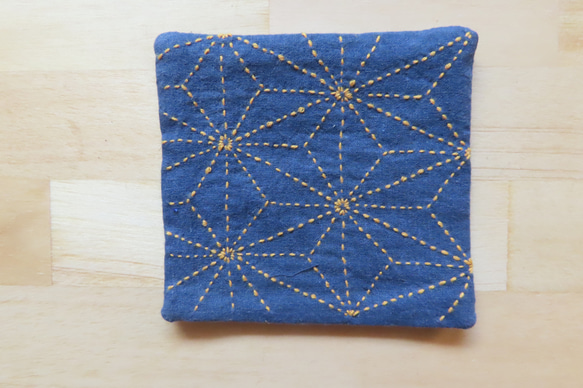 5 件組 sashiko 杯墊 第4張的照片