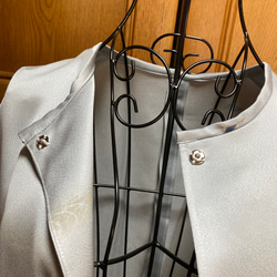 飛び柄小紋のお着物からリメイク　一重のコート　グレーに鶴 4枚目の画像