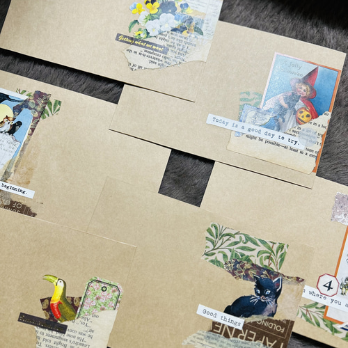 レースでオシャレヴィンテージ封筒 ワンポイントコラージュ オシャレ