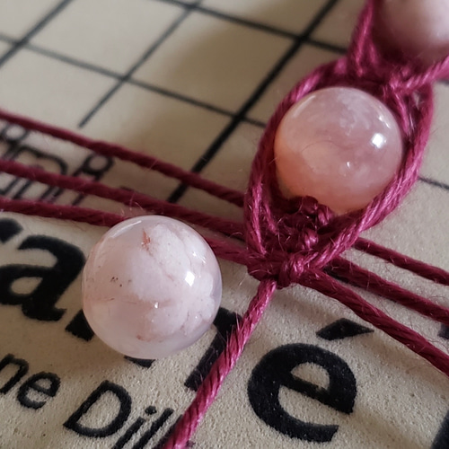希少ストーン/桜瑪瑙(チェリーブロッサムアゲート)の麻紐 希少ストーン/桜瑪瑙(チェリーブロッサムアゲート)の麻紐