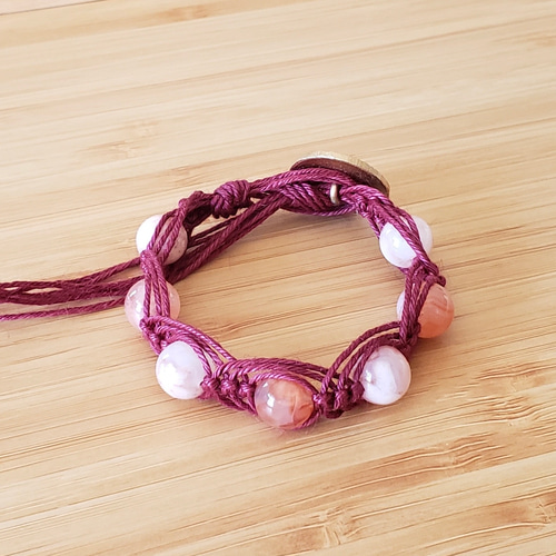 希少ストーン/桜瑪瑙(チェリーブロッサムアゲート)の麻紐 希少ストーン/桜瑪瑙(チェリーブロッサムアゲート)の麻紐