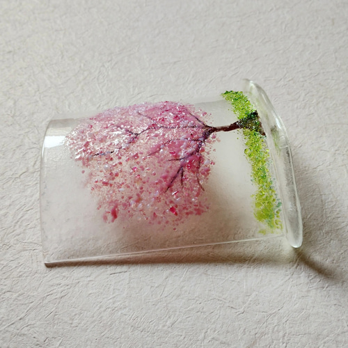 再販】満開の桜の木のガラスパネル 桜のガラスプレート オブジェ 桜