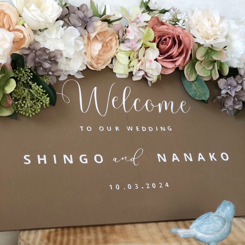 木製ボードタイプ ウェルカムボード ガーデンローズ チェスナッツ