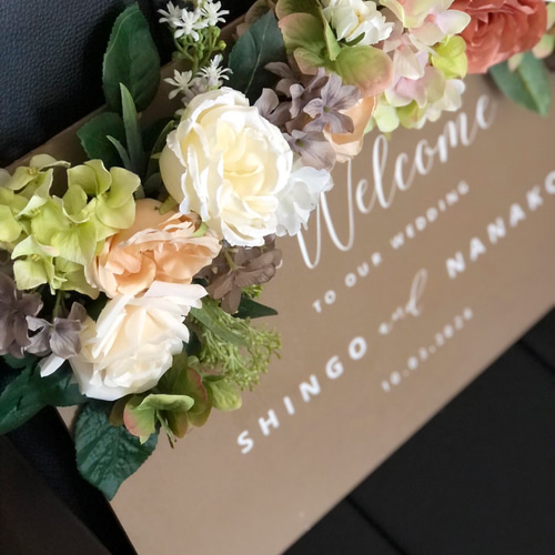 2枚❤️お花レース❤️横長❤️ひのき❤️ウォールデコ❤️ウェルカムボードなどに 木製ボードタイプ 2枚❤️お花レース❤️横長❤️ひのき❤️ウォール