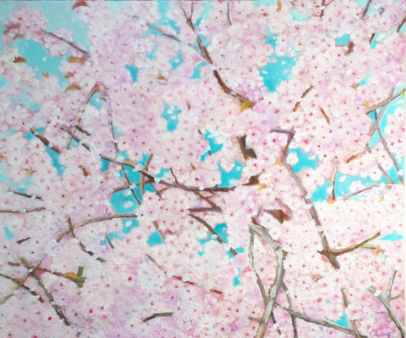 一点物】『 HANAMI 』油絵 油彩 油画 絵画 インテリアアート 風景画  