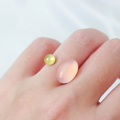 ≪全100種≫2粒選べる天然石＆誕生石 フォークリング／オープンリング