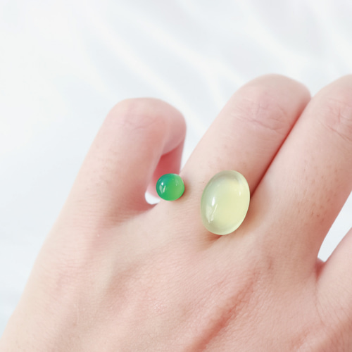 ≪全100種≫2粒選べる天然石＆誕生石 フォークリング／オープンリング