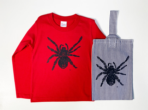 Happy Bag☆彡 タランチュラキッズTシャツと上履き袋の2点セット ☆蜘蛛☆スパイダー 2枚目の画像